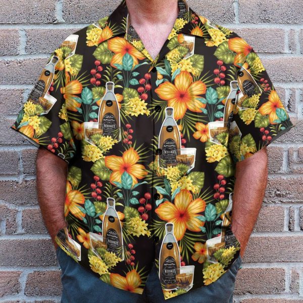 Paradies Whisky Party Tropical Flowers Pattern Hawaiian Shirt & Beach Shorts