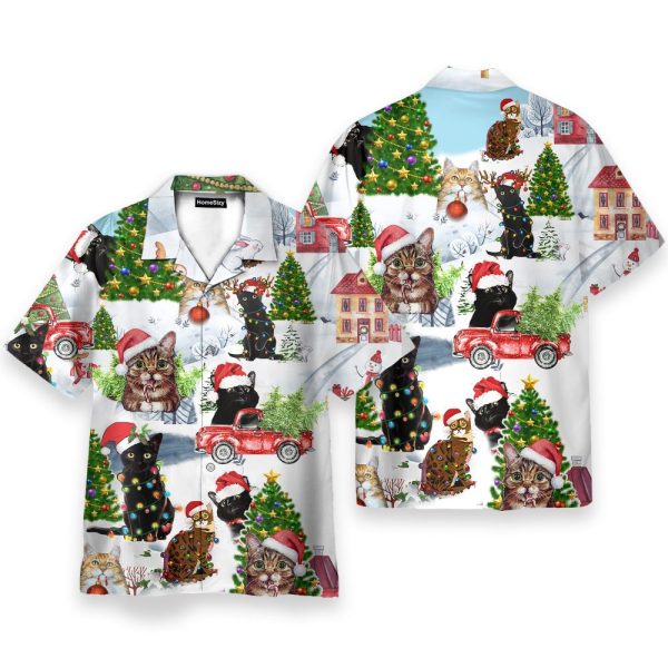 Cute Santa Cats On Christmas Hawaiian Shirt