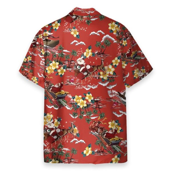 Christmas Santa Men'S Button'S Up Shirts Hawaiian Shirt & Beach Shorts