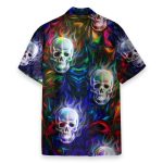 Colorful Fractal Skull Neon Strip Pattern Hawaiian Shirt