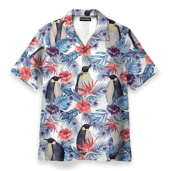 Penguin Tropical Leaves Pattern Hawaiian Shirt Atz106200