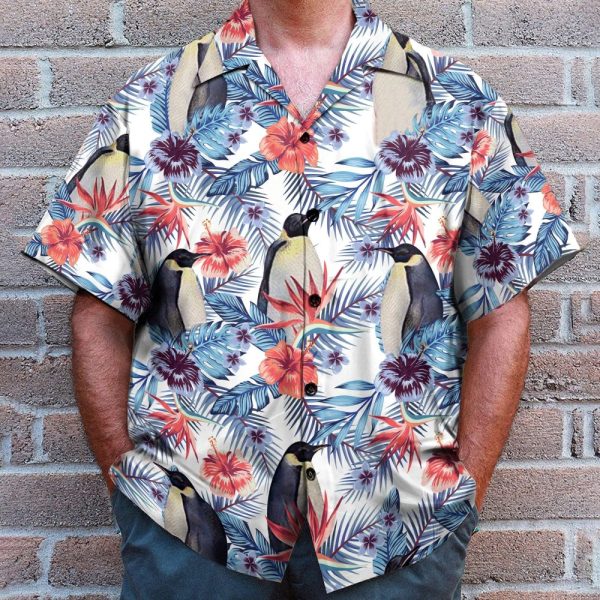 Penguin Tropical Leaves Pattern Hawaiian Shirt Atz106200
