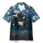 Whale Men'S Button'S Up Shirts Hawaiian Shirt