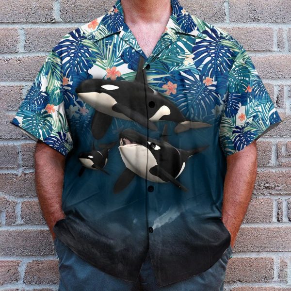 Whale Men'S Button'S Up Shirts Hawaiian Shirt