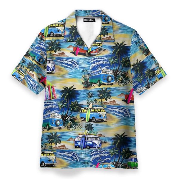Campervan On The Beach Hawaiian Shirt & Beach Shorts