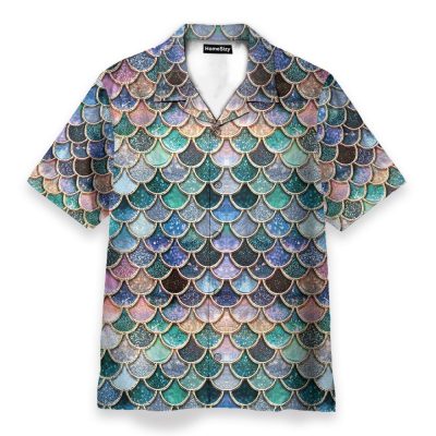 The Most Blue Sparkle Mermaid Tail Ocean Cosplay Costume Hawaiian Shirt & Beach Shorts