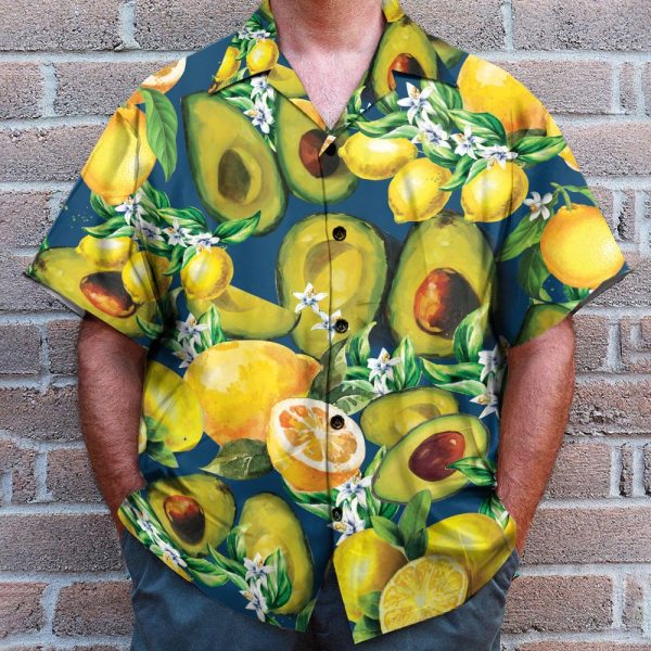 Hello Summer, Avocado And Lemon Fruits Hawaiian Shirt & Beach Shorts