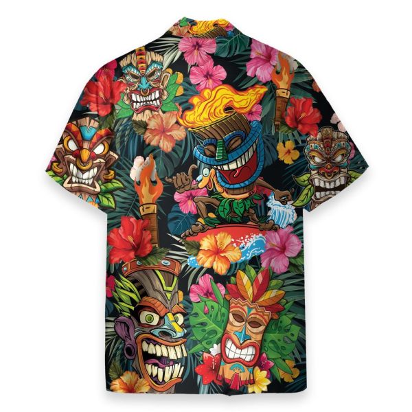 Aloha Summer Tiki Tiki Surfuring Hawaiian Shirt