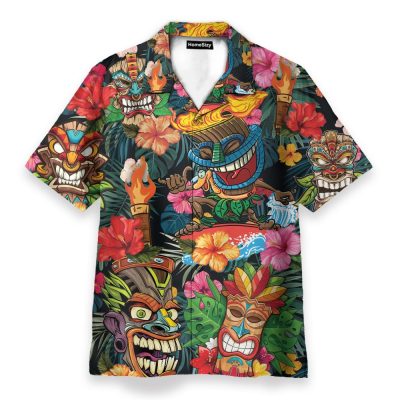 Aloha Summer Tiki Tiki Surfuring Hawaiian Shirt