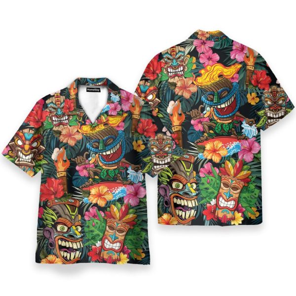Aloha Summer Tiki Tiki Surfuring Hawaiian Shirt