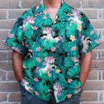 Unicorn In Tropical Green Leaves Hawaiian Shirt