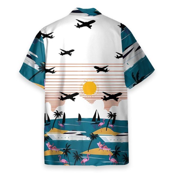 Summer Beach Flamingo And Planes Hawaiian Shirt