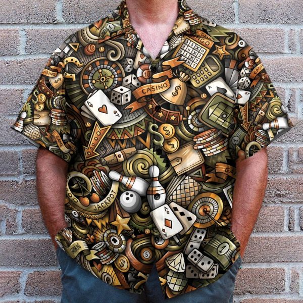 Casino Jackpot Poker Funny Button'S Up Shirts Hawaiian Shirt
