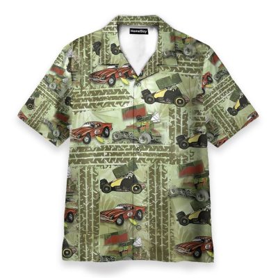 Dirt Track Racing Men'S Button'S Up Shirts Hawaiian Shirt & Beach Shorts
