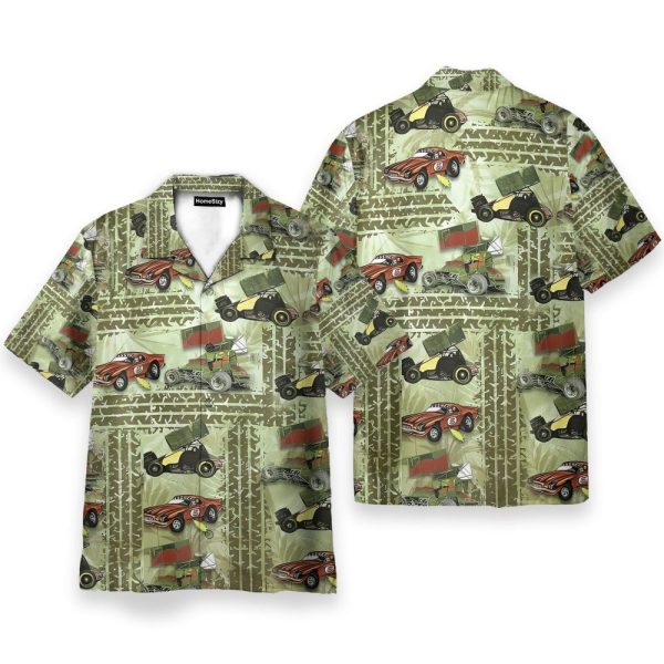 Dirt Track Racing Men'S Button'S Up Shirts Hawaiian Shirt & Beach Shorts