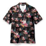 Grape Wine Bottle With Flower Tropical Jungle Pattern Hawaiian Shirt