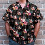 Grape Wine Bottle With Flower Tropical Jungle Pattern Hawaiian Shirt