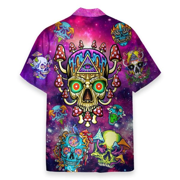 Skull Mushroom Hippie Men'S Button'S Up Shirts Hawaiian Shirt