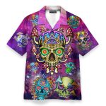 Skull Mushroom Hippie Men'S Button'S Up Shirts Hawaiian Shirt