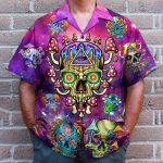 Skull Mushroom Hippie Men'S Button'S Up Shirts Hawaiian Shirt