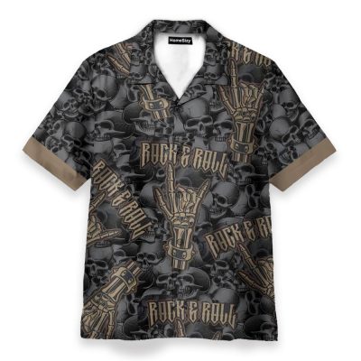 Vintage Rock & Roll Skull Hawaiian Shirt