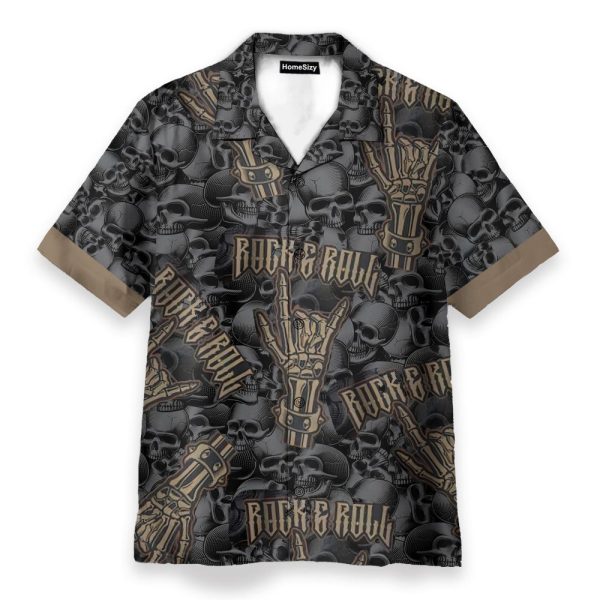 Vintage Rock & Roll Skull Hawaiian Shirt