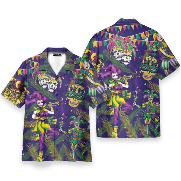 Mardi Gras Men'S Button'S Up Shirts Hawaiian Shirt