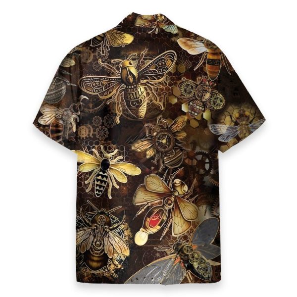 Steampunk Bee Men'S Button'S Up Shirts Hawaiian Shirt