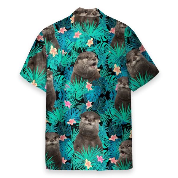 Cute Otter Tropical Leaves Pattern Hawaiian Shirt