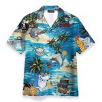 Funny Shark On Beach Bar Hawaiian Shirt