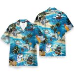 Funny Shark On Beach Bar Hawaiian Shirt