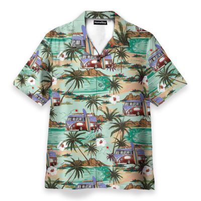 Hippie Campervans Caravan Beach Hawaiian Shirt & Beach Shorts