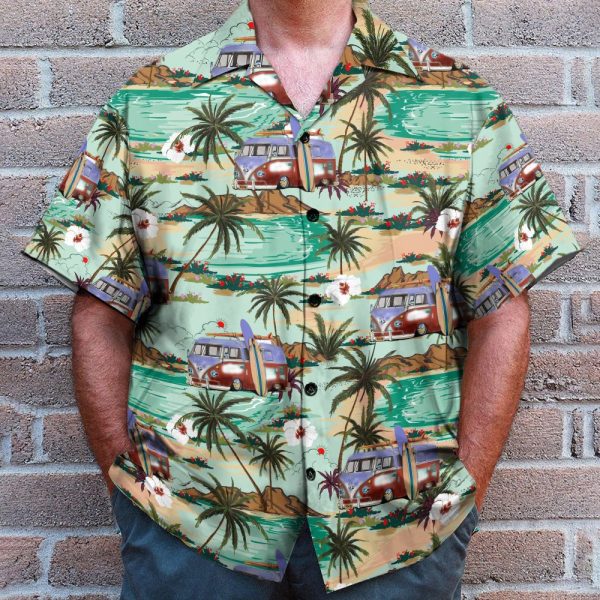 Hippie Campervans Caravan Beach Hawaiian Shirt & Beach Shorts