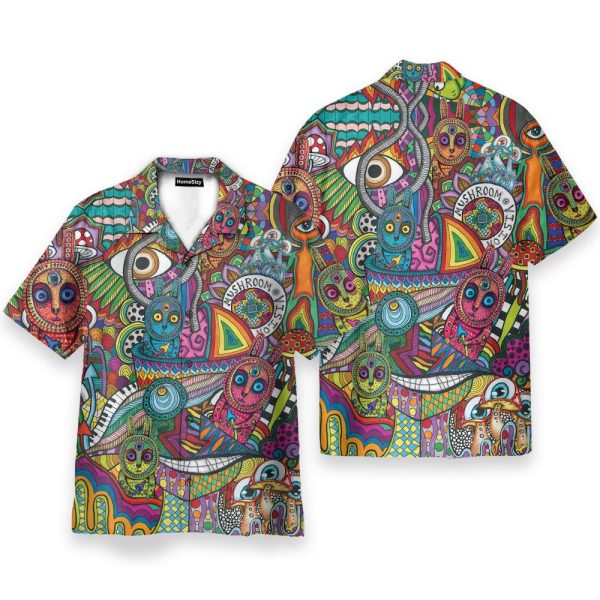 Colorful Mushroom Vision Hippie Hawaiian Shirt