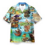 Pirate It'S Time Of Treasure Men'S Button'S Up Shirts Hawaiian Shirt