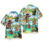 Pirate It'S Time Of Treasure Men'S Button'S Up Shirts Hawaiian Shirt