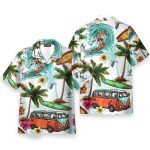 Surfing And Hippie Vans On The Beaches Hawaiian Shirt
