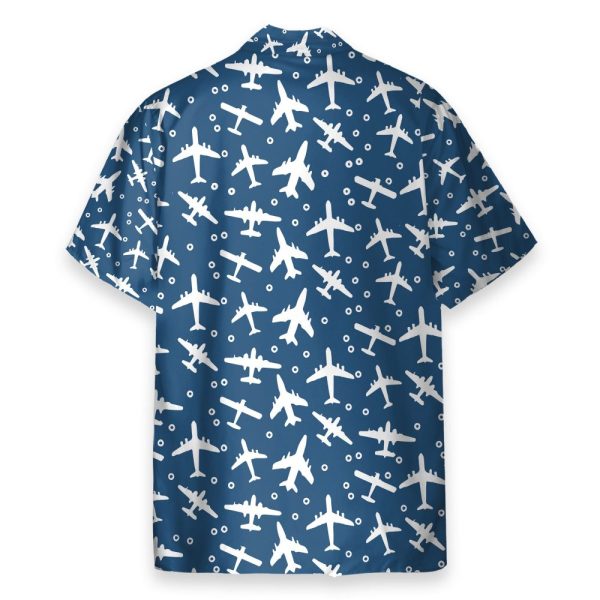 Blue And White Aeroplanes Hawaiian Shirt & Beach Shorts