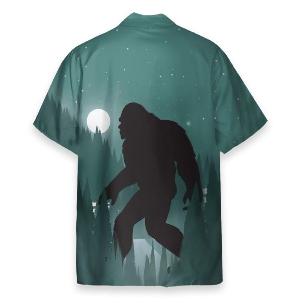 Bigfoot In Night Men'S Button'S Up Shirts Hawaiian Shirt