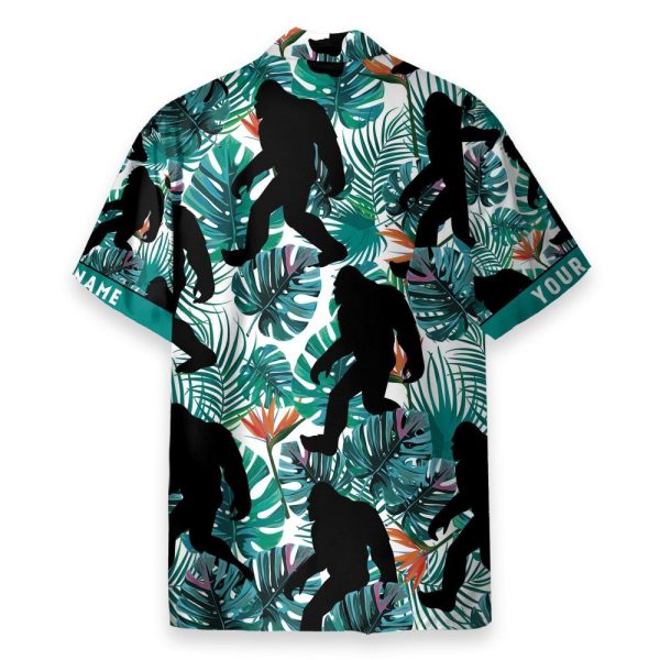 Bigfoot Walking Men'S Button'S Up Shirts Hawaiian Shirt