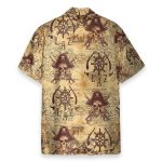 Pirate Skull Vintage Nautical Map Pattern Hawaiian Shirt & Beach Shorts
