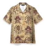 Pirate Skull Vintage Nautical Map Pattern Hawaiian Shirt & Beach Shorts