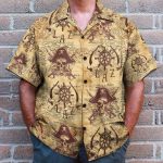 Pirate Skull Vintage Nautical Map Pattern Hawaiian Shirt & Beach Shorts