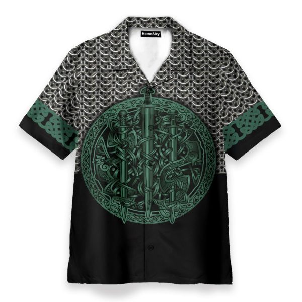 Mix Celtic Patterns Green Men'S Button'S Up Shirts Hawaiian Shirt