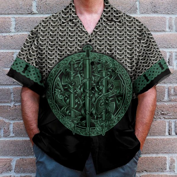 Mix Celtic Patterns Green Men'S Button'S Up Shirts Hawaiian Shirt