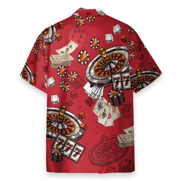 Casino Pattern Red Men'S Button'S Up Shirts Hawaiian Shirt & Beach Shorts
