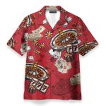 Casino Pattern Red Men'S Button'S Up Shirts Hawaiian Shirt & Beach Shorts