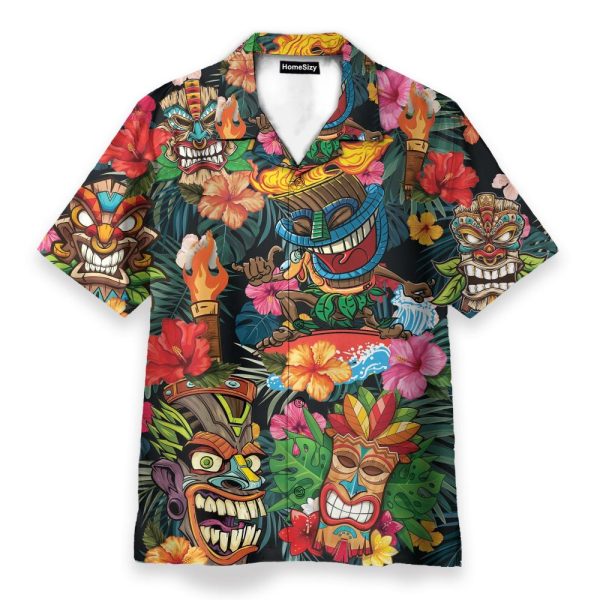 Tiki Tiki Awesome Men'S Button'S Up Shirts Hawaiian Shirt