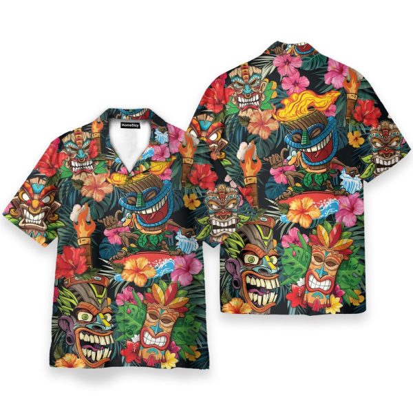 Tiki Tiki Awesome Men'S Button'S Up Shirts Hawaiian Shirt