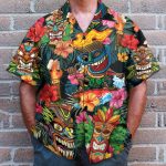 Tiki Tiki Awesome Men'S Button'S Up Shirts Hawaiian Shirt